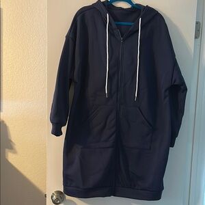 SHEIN Dark Blue Zip-Up sweatshirt Jacket
